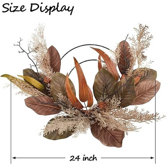 24” Fall Wreaths Led Plastic Rattail Grass Branches Wall Décor For Home0 - Picture 2 of 7